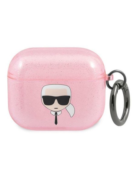 Karl Lagerfeld Glitter Karl& 39 s Head dėklas, skirtas AirPods 3 – rožinis Karl Lagerfeld Glitter Karl& 39 s Head dėklas, skirtas AirPods 3 – rožinis
