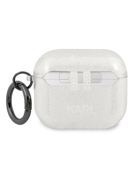 Karl Lagerfeld Glitter Karl& 39 s Head dėklas, skirtas AirPods 3 – sidabrinis