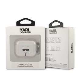 Karl Lagerfeld Glitter Karl& 39 s Head dėklas, skirtas AirPods 3 – sidabrinis
