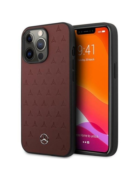 Mercedes Leather Stars Pattern dėklas, skirtas iPhone 13 Pro / iPhone 13 - raudonas Mercedes Leather Stars Pattern dėklas, skirtas iPhone 13 Pro / iPhone 13 - raudonas