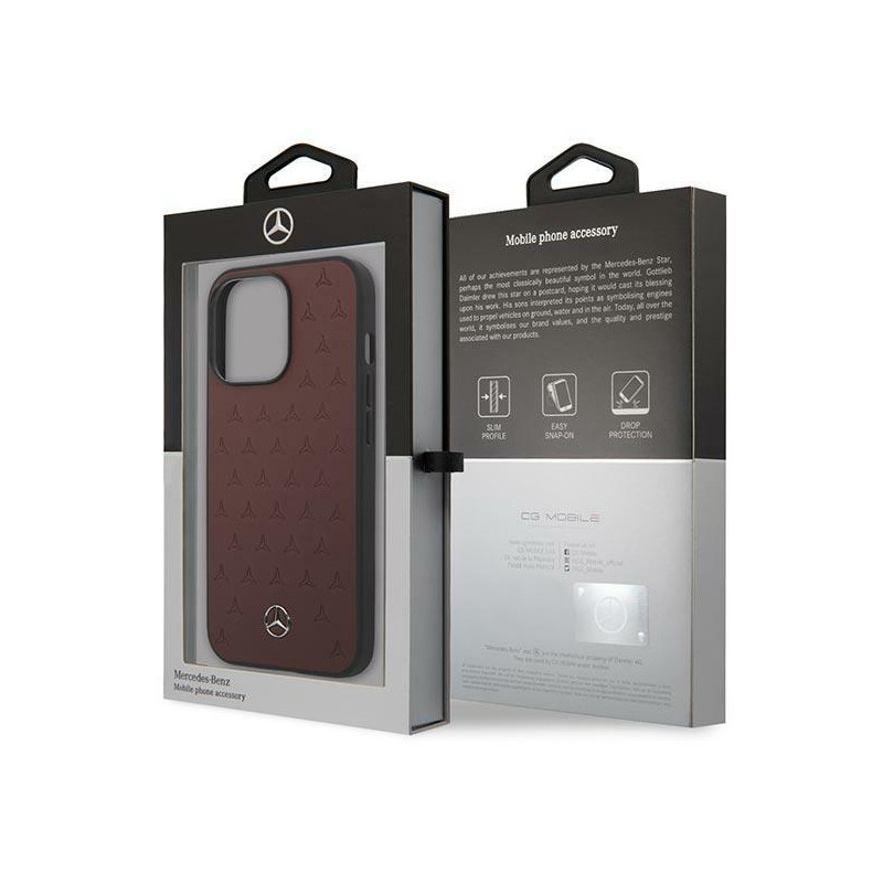 Mercedes Leather Stars Pattern dėklas, skirtas iPhone 13 Pro / iPhone 13 - raudonas