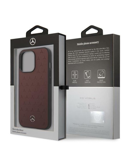 Mercedes Leather Stars Pattern dėklas, skirtas iPhone 13 Pro / iPhone 13 - raudonas Mercedes Leather Stars Pattern dėklas, skirtas iPhone 13 Pro / iPhone 13 - raudonas
