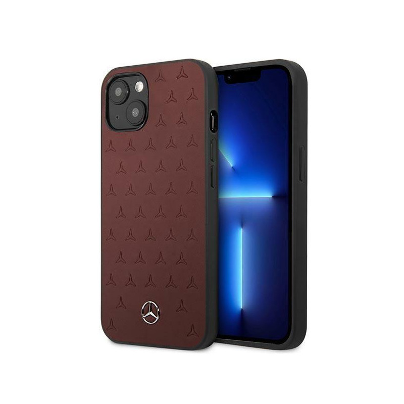 Mercedes Leather Stars Pattern dėklas iPhone 13 - raudonas