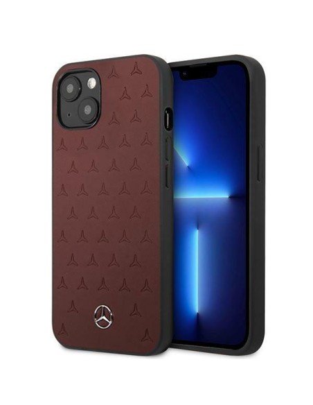 Mercedes Leather Stars Pattern dėklas iPhone 13 - raudonas Mercedes Leather Stars Pattern dėklas iPhone 13 - raudonas