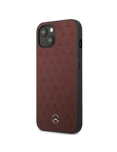 Mercedes Leather Stars Pattern dėklas iPhone 13 - raudonas Mercedes Leather Stars Pattern dėklas iPhone 13 - raudonas