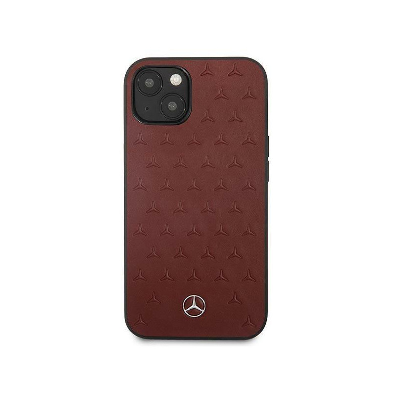 Mercedes Leather Stars Pattern dėklas iPhone 13 - raudonas