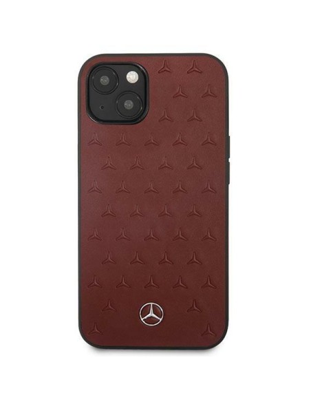Mercedes Leather Stars Pattern dėklas iPhone 13 - raudonas Mercedes Leather Stars Pattern dėklas iPhone 13 - raudonas