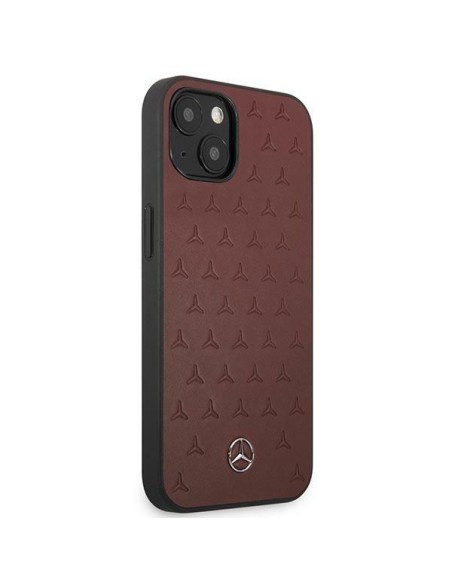 Mercedes Leather Stars Pattern dėklas iPhone 13 - raudonas Mercedes Leather Stars Pattern dėklas iPhone 13 - raudonas