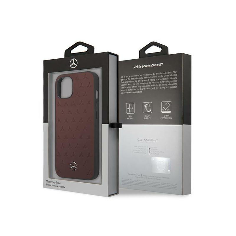 Mercedes Leather Stars Pattern dėklas iPhone 13 - raudonas