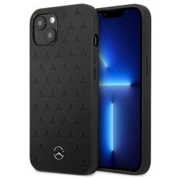 Mercedes Leather Stars Pattern dėklas iPhone 13 mini - juodas