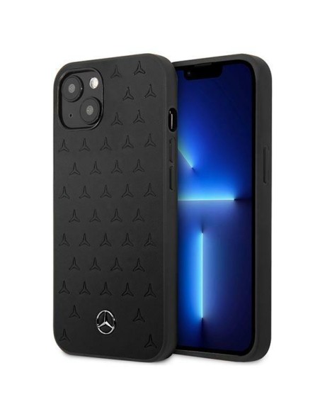 Mercedes Leather Stars Pattern dėklas iPhone 13 mini - juodas Mercedes Leather Stars Pattern dėklas iPhone 13 mini - juodas