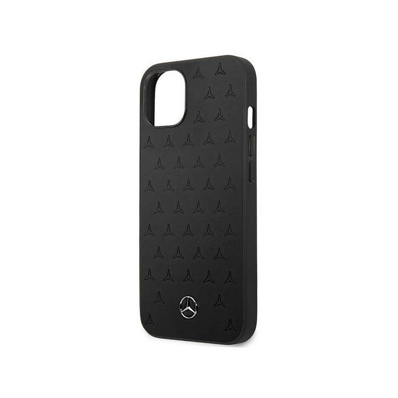 Mercedes Leather Stars Pattern dėklas iPhone 13 mini - juodas
