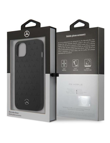 Mercedes Leather Stars Pattern dėklas iPhone 13 mini - juodas Mercedes Leather Stars Pattern dėklas iPhone 13 mini - juodas