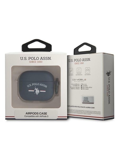 JAV Polo Assn byla Silikono kolekcija, skirta „AirPods 3“ – tamsiai mėlyna JAV Polo Assn byla Silikono kolekcija, skirta „AirPods 3“ – tamsiai mėlyna