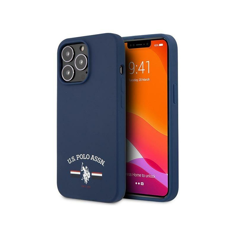 JAV Polo Assn byla Silikono kolekcija, skirta iPhone 13 Pro / iPhone 13 – tamsiai mėlyna