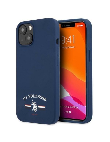 JAV Polo Assn byla Silikono kolekcija iPhone 13 mini - tamsiai mėlyna JAV Polo Assn byla Silikono kolekcija iPhone 13 mini - tamsiai mėlyna