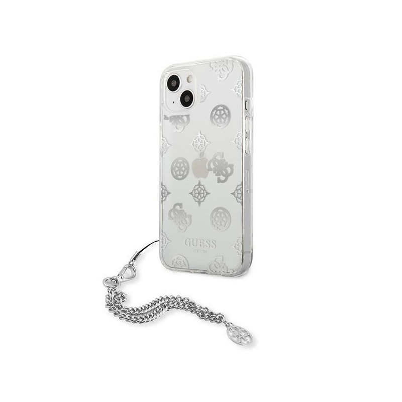 Guess Peony Chain Collection dėklas iPhone 13 mini - sidabrinis
