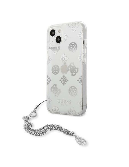 Guess Peony Chain Collection dėklas iPhone 13 mini - sidabrinis