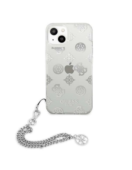 Guess Peony Chain Collection dėklas iPhone 13 mini - sidabrinis