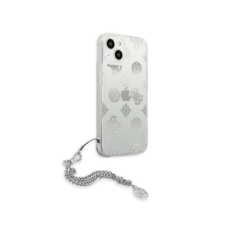 Guess Peony Chain Collection dėklas iPhone 13 mini - sidabrinis