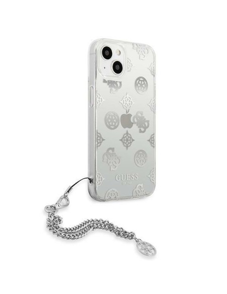Guess Peony Chain Collection dėklas iPhone 13 mini - sidabrinis