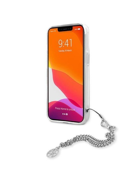Guess Peony Chain Collection dėklas iPhone 13 mini - sidabrinis