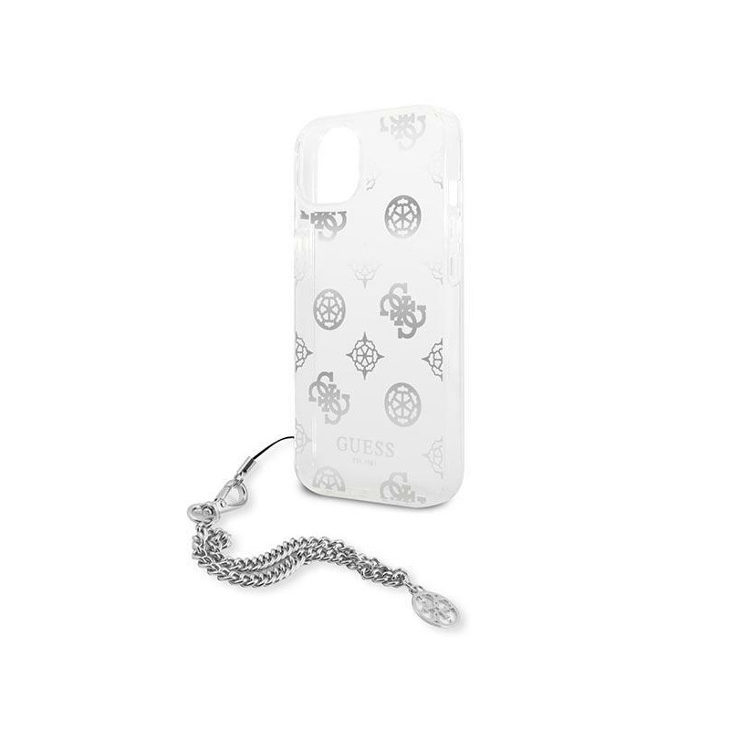 Guess Peony Chain Collection dėklas iPhone 13 mini - sidabrinis