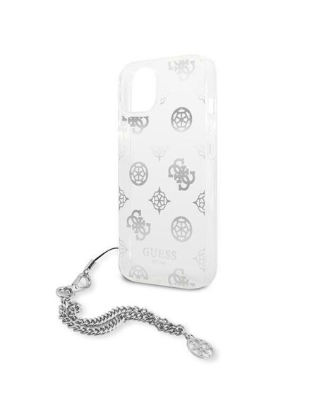 Guess Peony Chain Collection dėklas iPhone 13 mini - sidabrinis