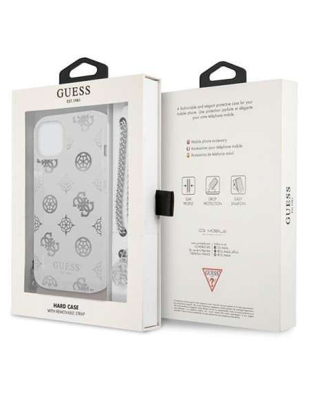 Guess Peony Chain Collection dėklas iPhone 13 mini - sidabrinis