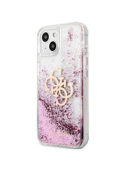 Guess 4G Big Liquid Glitter dėklas iPhone 13 mini - rožinis Guess 4G Big Liquid Glitter dėklas iPhone 13 mini - rožinis