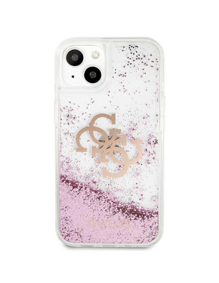 Guess 4G Big Liquid Glitter dėklas iPhone 13 mini - rožinis Guess 4G Big Liquid Glitter dėklas iPhone 13 mini - rožinis