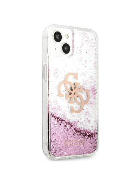 Guess 4G Big Liquid Glitter dėklas iPhone 13 mini - rožinis Guess 4G Big Liquid Glitter dėklas iPhone 13 mini - rožinis