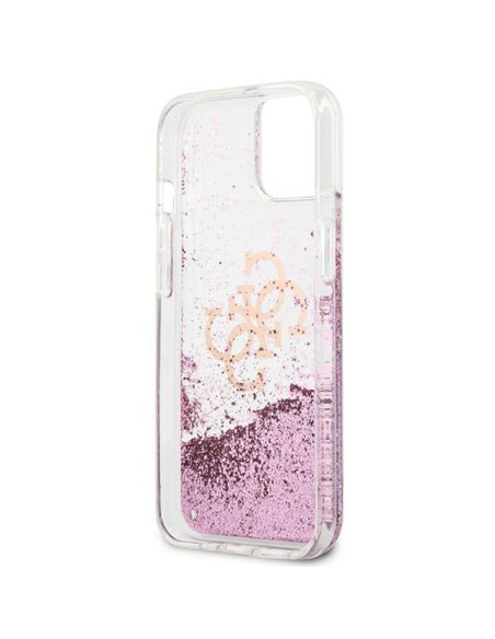 Guess 4G Big Liquid Glitter dėklas iPhone 13 mini - rožinis Guess 4G Big Liquid Glitter dėklas iPhone 13 mini - rožinis