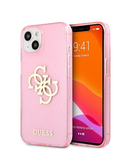 Guess Glitter 4G Big Logo dėklas iPhone 13 mini - rožinis Guess Glitter 4G Big Logo dėklas iPhone 13 mini - rožinis