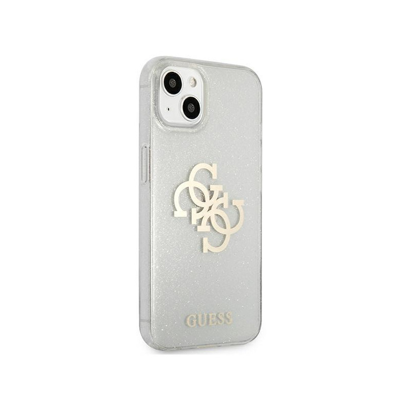 Guess Glitter 4G Big Logo dėklas iPhone 13 mini - skaidrus