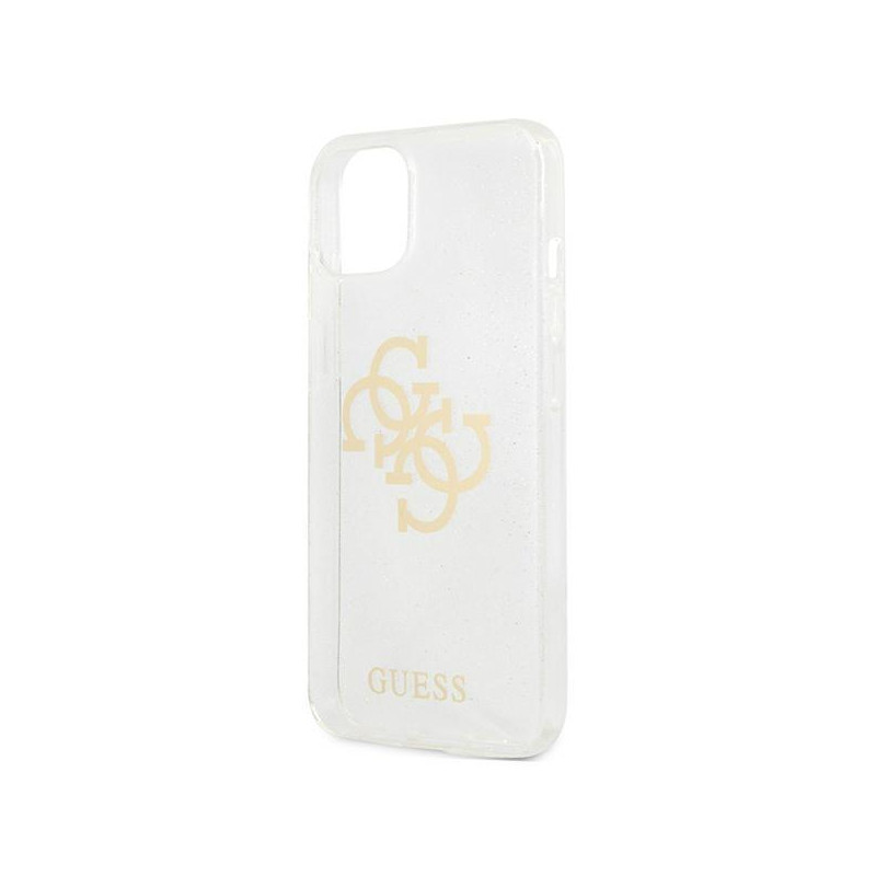 Guess Glitter 4G Big Logo dėklas iPhone 13 mini - skaidrus