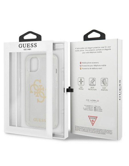 Guess Glitter 4G Big Logo dėklas iPhone 13 mini - skaidrus Guess Glitter 4G Big Logo dėklas iPhone 13 mini - skaidrus