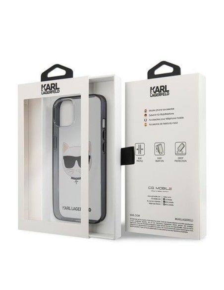 Karl Lagerfeld Ikonik Choupette dėklas iPhone 13 mini - skaidrus Karl Lagerfeld Ikonik Choupette dėklas iPhone 13 mini - skaidrus