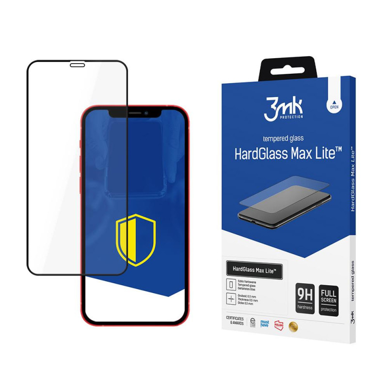 9H 3mk HardGlass Max Lite™ stiklas, skirtas iPhone 12 Mini 9H 3mk HardGlass Max Lite™ stiklas, skirtas iPhone 12 Mini