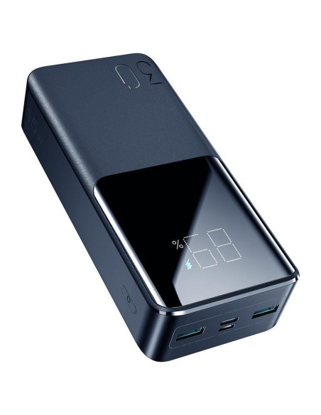 Powerbank 30000mAh 15W kabelis USB-C kabelis juodas