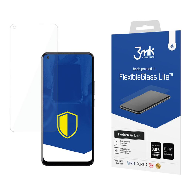 3mk FlexibleGlass Lite™ hibridinis stiklas, skirtas Realme 8 5G 3mk FlexibleGlass Lite™ hibridinis stiklas, skirtas Realme 8 5G