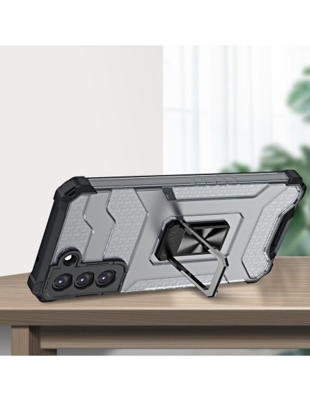 Crystal Ring Case šarvuotas hibridinis korpuso dangtelis + magnetinis laikiklis Samsung Galaxy S22+ (S22 Plus) žalias