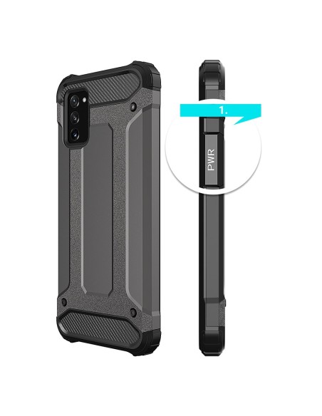 Hybrid Armor šarvuotas hibridinis dėklo dangtelis, skirtas Samsung Galaxy A03s juodas