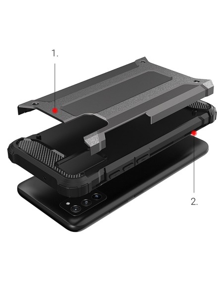 Hybrid Armor šarvuotas hibridinis dėklo dangtelis, skirtas Samsung Galaxy A03s juodas