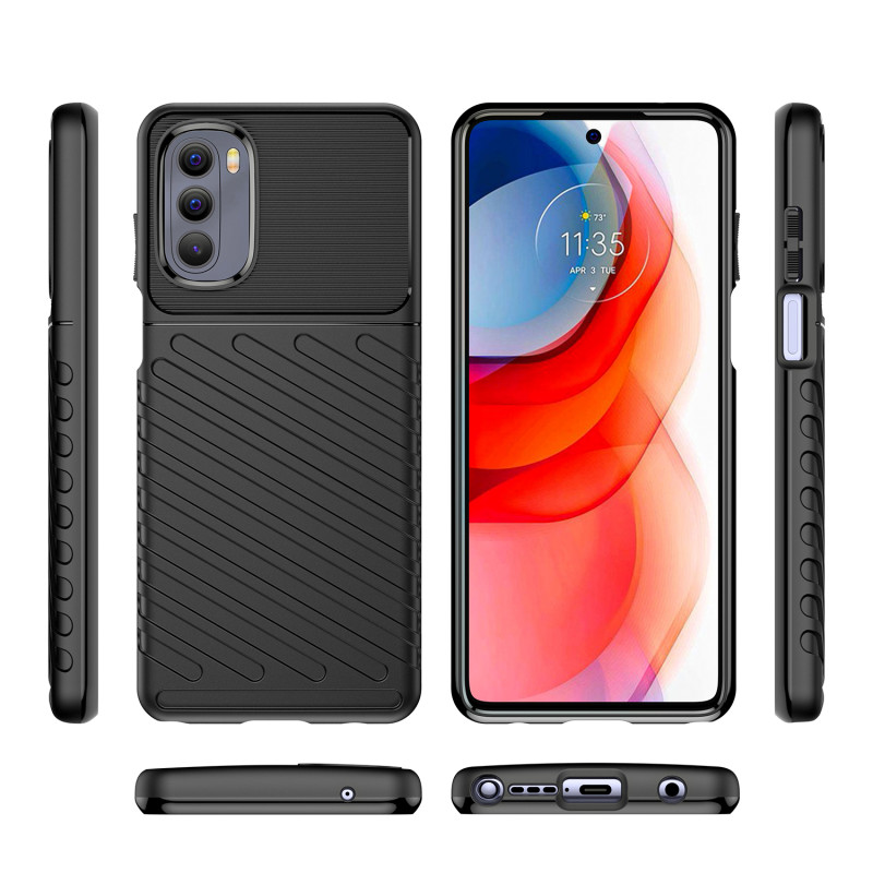 Thunder Case lankstus šarvuotas dėklo dangtelis, skirtas Motorola Moto G Stylus 2022 juodas
