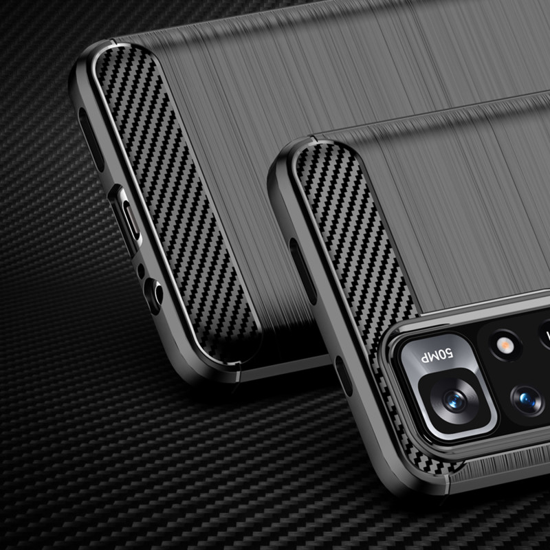 Carbon Case lankstus dangtelis Xiaomi Redmi Note 11 juodas