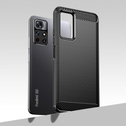 Carbon Case lankstus dangtelis Xiaomi Redmi Note 11 juodas