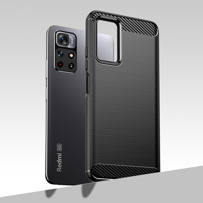 Carbon Case lankstus dangtelis Xiaomi Redmi Note 11 juodas