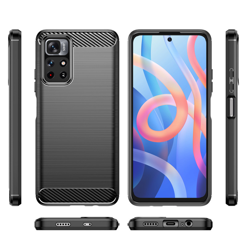 Carbon Case lankstus dangtelis Xiaomi Redmi Note 11 juodas