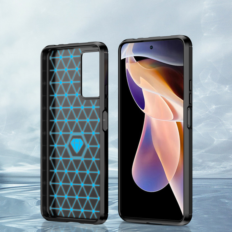 Carbon Case lankstus dangtelis, skirtas Xiaomi Redmi Note 11 Pro+ 5G (Kinija) / 11 Pro 5G (Kinija) / Mi11i HyperCharge /...